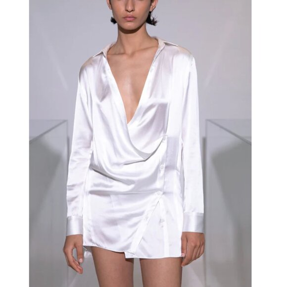 MOTHER OF ALL -- Gemma White Silk Wrap Dress - Picture 1 of 4